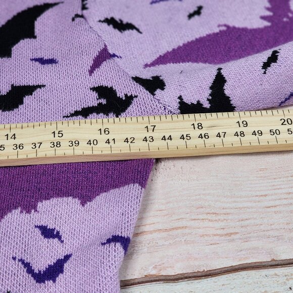 Halloween Bat Medium Print Purple Sweater Dress - Picture 5 of 7